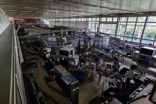 Ceske Budejovice - July 13 2024: Budweiser Budvar Beer Bottling Plant Shut Down and Idle.