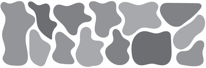  Organic colorful blob shapes. Round abstract organic shape collection. Pebble, drops and stone silhouettes. Random abstract liquid organic irregular blotch shapes. Collection of modern forms