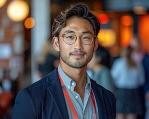 Networking at a Professional Event: Digital Marketer Exchanging Business Cards