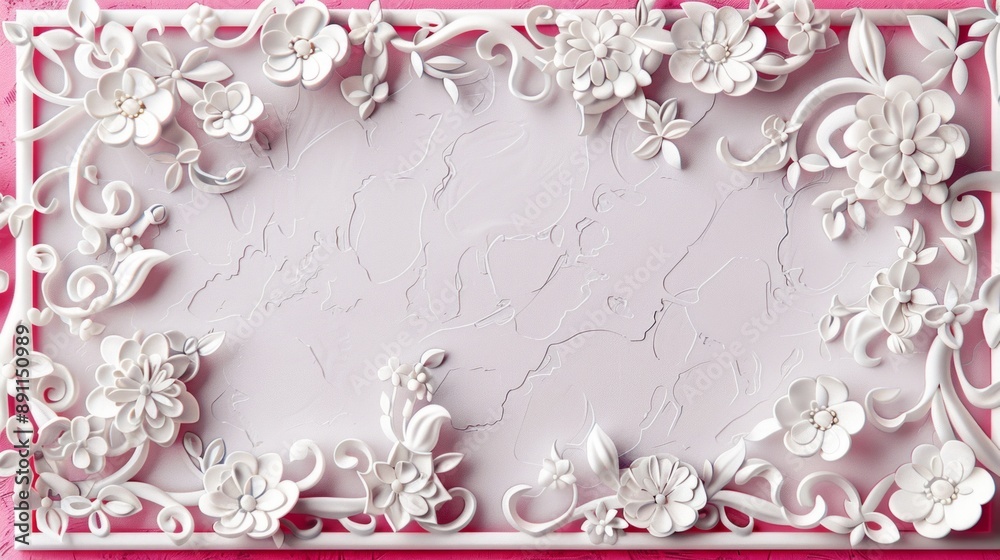 Poster create a frame cut-out design featuring intricate floral patterns around the edges, leaving the cent