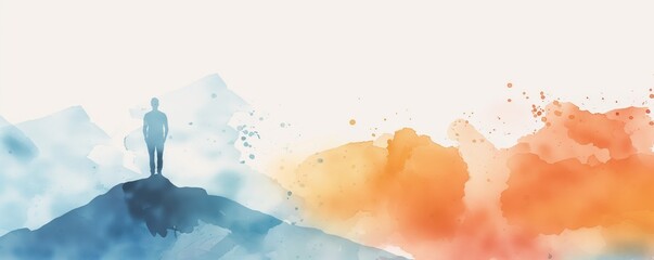 Leadership training, mentor guiding team, skill development, Watercolor style