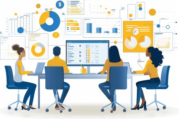 Fototapeta premium Business Team Analyzing Data Charts