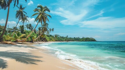 Tropical beach with palm trees and turquoise waters