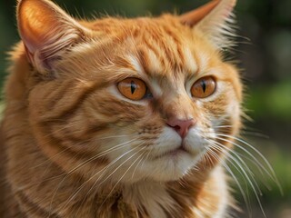 Obraz premium orange cat with blur background, orange cat is sitting and looking