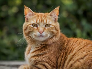 Obraz premium orange cat with blur background, orange cat is sitting and looking