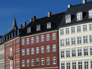 Fototapeta premium Row of traditional coloured appartements - Ved Stranden - Copenhagen - Denmark