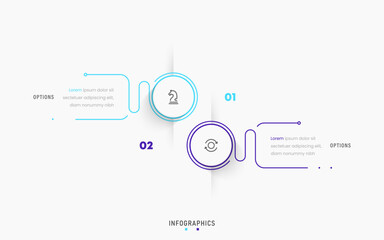 Vector Infographic label design template with icons and 2 options or steps. Can be used for process diagram, presentations, workflow layout, banner, flow chart, info graph.