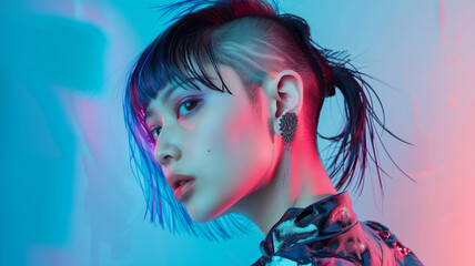 前衛的な女性のヘアモデル写真