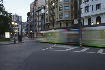 Tram in a street of Bilbao