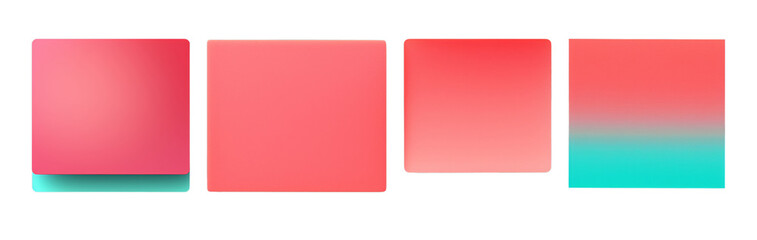 Fototapeta premium Vibrant gradient squares showcasing a smooth transition of pink and turquoise colors, arranged in a horizontal sequence.