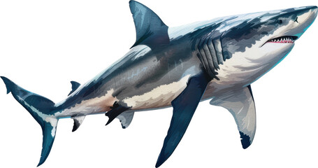 Fototapeta premium Shark isolated on transparent background. PNG