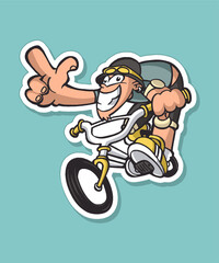 BMX Freestyle Cartoon Design Sticker