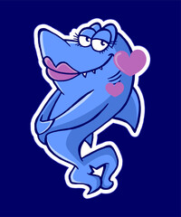 Lady Shark Cartoon Design Sticker
