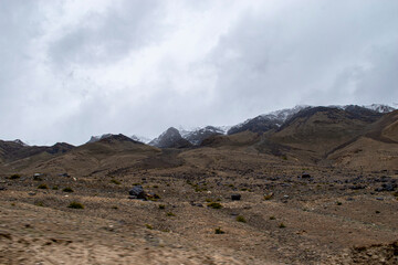 Snow mountains of Ladakh. Beautiful peak view of Himalayas. Natural beauty of Ladakh in India. Famous tourist place in the world Travel and Landscape