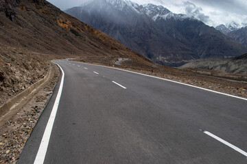 Snow mountains of Ladakh. Beautiful peak view of Himalayas. Natural beauty of Ladakh in India. Famous tourist place in the world Travel and Landscape