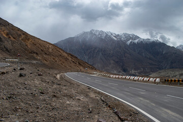 Snow mountains of Ladakh. Beautiful peak view of Himalayas. Natural beauty of Ladakh in India. Famous tourist place in the world Travel and Landscape