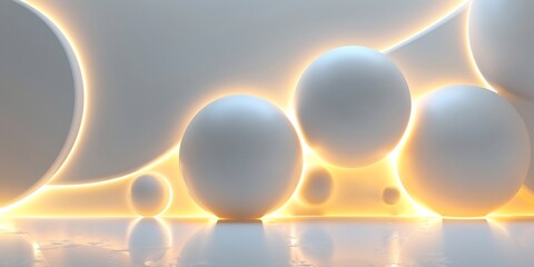 Abstract background with white spheres. 3d rendering, 3d illustration.