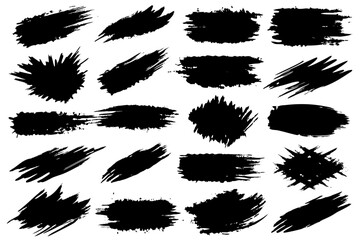 A composition of black brush strokes displayed on a white surface