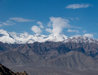 Khardungla region of Leh Ladakh, high Himalaya mountain ranges. he pass on the Ladakh Range is north of Leh and is the gateway to the Shyok and Nubra valleys