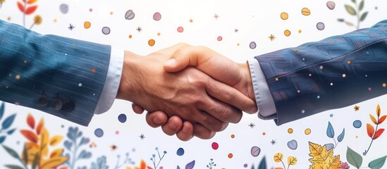 Business Agreement: Handshake with Fall Leaves