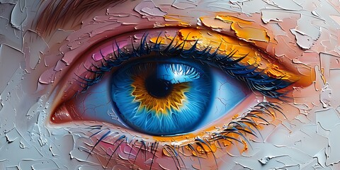 Colorful eye close-up. Oil painting