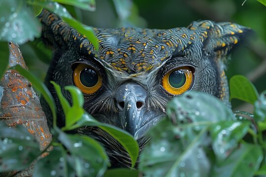 Longtailed Potoo Nyctibius aethereus camouflaged against a tree in the Amazon rainforest known locally as Urutaudecaudalonga