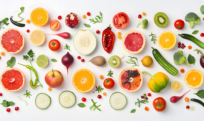 vegetable and fruits photo or illustrator on white background