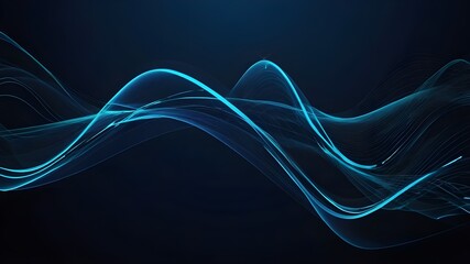 Obraz premium Dark blue abstract background with glowing wave lines. futuristic background Modern concept technology. Vector illustration