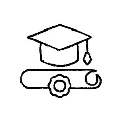 Diploma Degree Chalkboard Hand-drawn Vector Icon