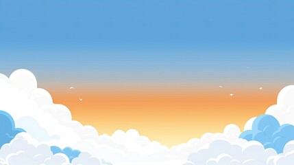 Fototapeta premium Serene sunrise over fluffy clouds in a clear blue sky