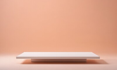 Fototapeta premium Stand made of pure white material in Peach Fuzz colors backgrounds. Product stand and display podium.