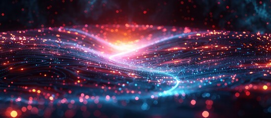 Naklejka premium Abstract Digital Landscape with Glowing Lights