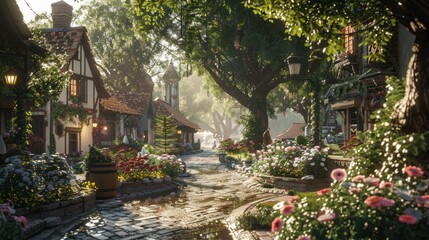 Sculpture, small village, beautiful scenery, transparent glass material, realistic engine, cinematic lighting, UHD, superb details.