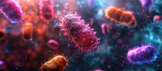 Fototapeta premium Microscopic View of Colorful Bacteria