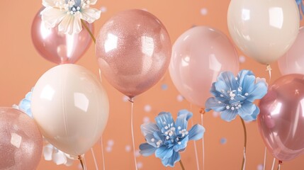 pink balloons with ribbon