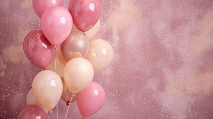 pink balloons in the air