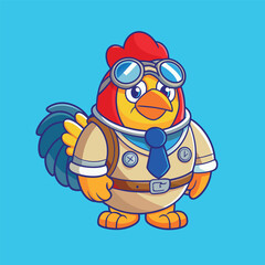 rooster captain  2 mascot character logo design vector illustration