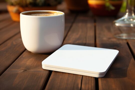 Blank Coasters table saucer coffee. - Powered by Adobe