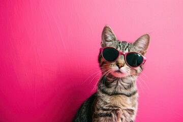 Cool cat posing in pink sunglasses