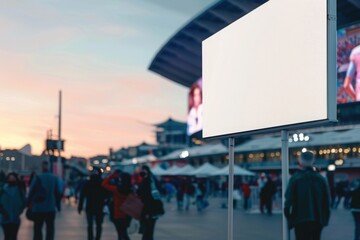 Obraz premium Blank Billboard at Busy Outdoor Event