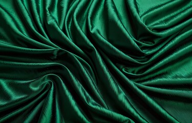 Fototapeta premium Dark green wrinkled fabric texture background