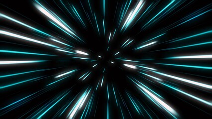 青い光が放射状に並ぶスピード感のあるデジタル背景イラスト © tota