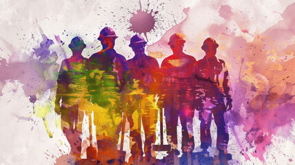 Workmen in Watercolor: Artistry in Motion. Generative AI