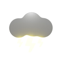 cloudy thunderstorm 3d icon and illustration