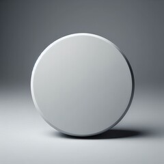 White round button with a glossy 3D appearance isolated white background