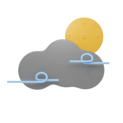 windy cloudy night 3d icon and illustration
