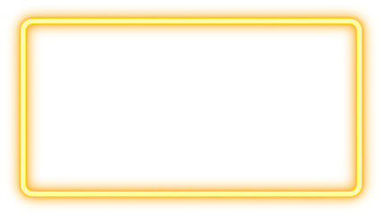 金色のネオンの光の蛍光灯フレームのイラスト、透明背景