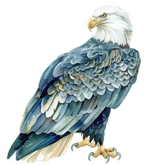 Obraz premium Majestic Bald Eagle Illustration with Detailed Feathers and Fierce Expression