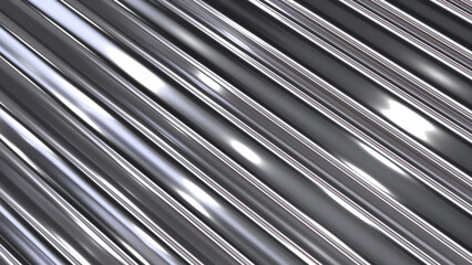 Obraz premium Silver metal texture background, interesting striped chrome waves pattern, sheet metal texture.