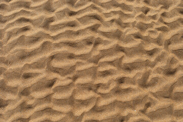 Texture of beach sand washed by the sea with ripple.